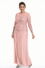Sheath/Column 1/2 Sleeves Sequins Long Plus Size Mother of the Bride Dresses