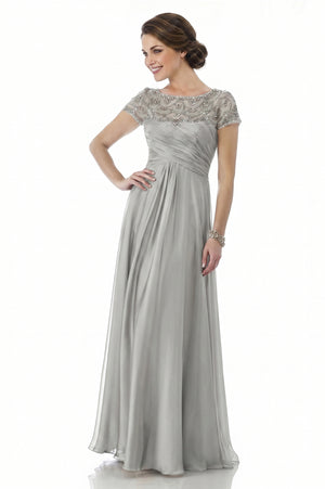 Ruched Lace and Chiffon A-Line Mother of the Bride Gown