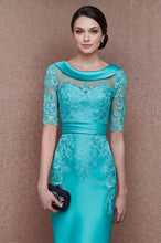 1/2 Sleeves Scoop Elastic Satin Lace Mother of The Bride Dresses with Sash
