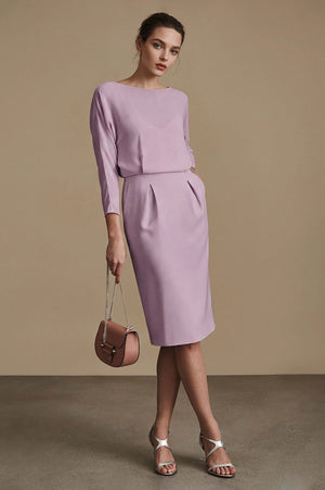 Wisteria 3/4-Sleeve Chiffon Sheath Cocktail Dress with Twisted Back Cutout