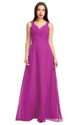 Purple Twist-Front Chiffon A-Line Bridesmaid Dress with Lace Back