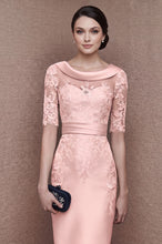1/2 Sleeves Scoop Elastic Satin Lace Mother of The Bride Dresses with Sash