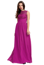 Sleeveless A-line Long Lace Appliques Chiffon Prom Dress