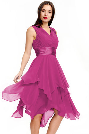 Royal Blue Tiered Chiffon A-Line Homecoming Dress with Handkerchief Hem