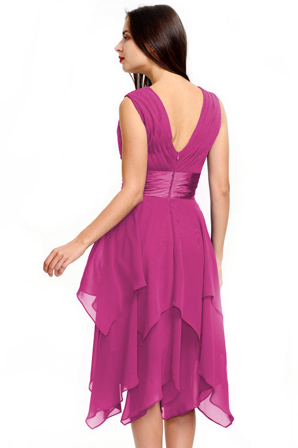 Royal Blue Tiered Chiffon A-Line Homecoming Dress with Handkerchief Hem
