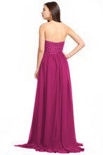A-Line Strapless Sweetheart Floor-Length Chiffon Evening Dress With Beading