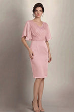 Sheath/Column V-neck Knee-Length Chiffon Glamorous Mother of the Bride Dress