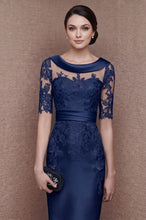 1/2 Sleeves Scoop Elastic Satin Lace Mother of The Bride Dresses with Sash