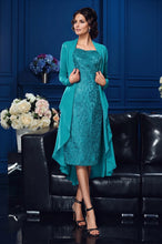 Two Piece Sheath/Column Sweetheart Knee Length Lace Mother of the Bride Dress