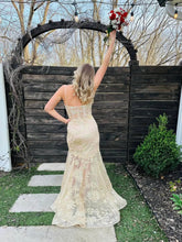 Thin Strap Corset Slit Lace Appliques Mermaid Prom/Evening Dress