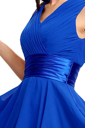 Royal Blue Tiered Chiffon A-Line Homecoming Dress with Handkerchief Hem