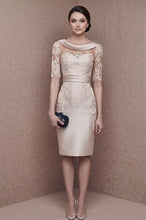 1/2 Sleeves Scoop Elastic Satin Lace Mother of The Bride Dresses with Sash