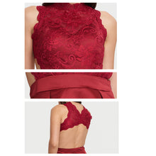 A-line Scoop Neck Short Satin Homecoming Dress With Lace