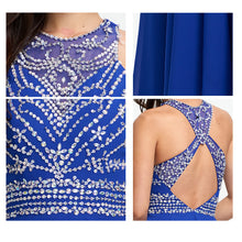 A-Line Scoop Neckline Hand-beaded Floor Length Chiffon Prom Dresses