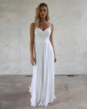 A-line Spaghetti Straps Lace Top Boho Beach Wedding Dresses