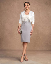 Sheath/Column Sweetheart Short Sleeve Knee-Length Chiffon Mother of the Bride Dress With Jacket Appliqued