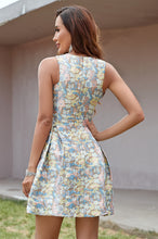 Round Neck Sleeveless Floral Jacquard Short A Line Dress