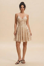 Sexy A-line Deep V-Neck Sequin Tulle Homecoming Dresses