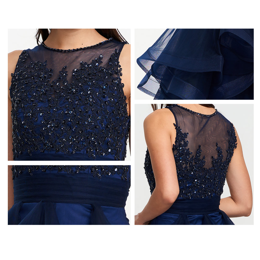 Tiered Tulle A-Line Homecoming Dress with Illusion Lace Bodice