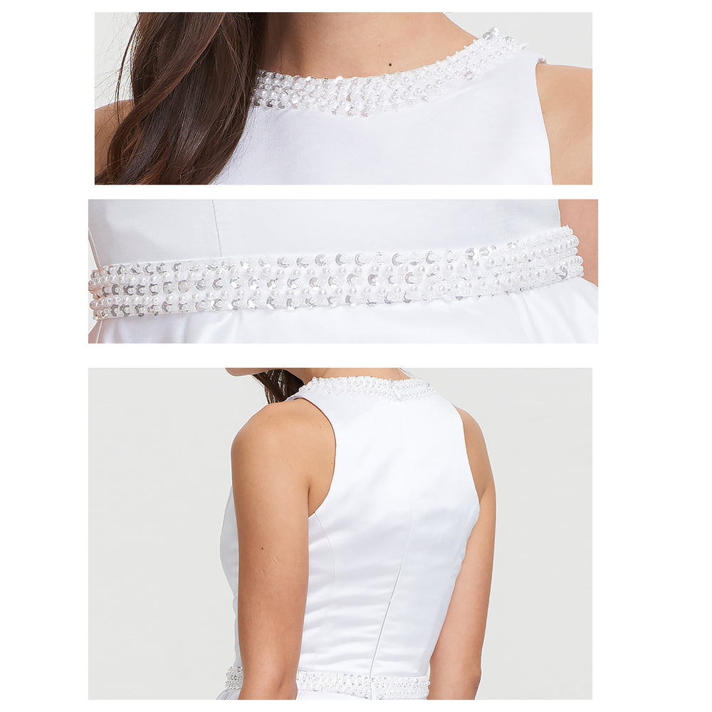 High-Neck Satin A-Line Short Homecoming Dress