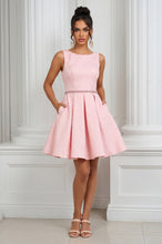 A-line Sleeveless Beading Short Prom Dresses with Pockets