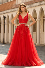 Deep V Neck Sleeveless Long Prom Dress
