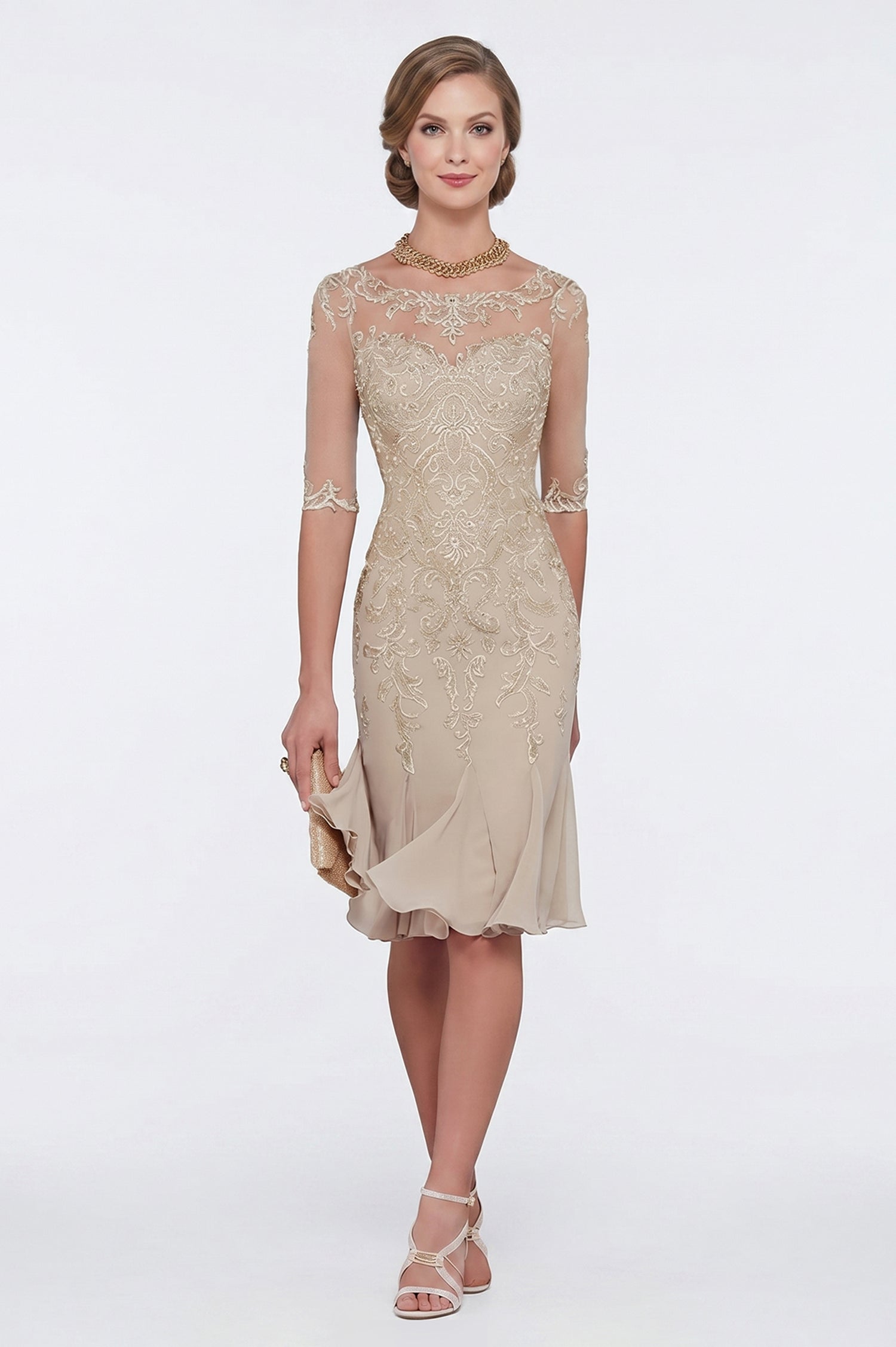 Half Sleeves Chiffon Lace Mother of the Bride Dresses Main image