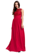 Ruby Red Ruched Lace and Chiffon A-Line Bridesmaid Dress