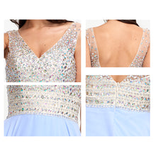 V-Neck A-Line Slim Fit Chiffon Prom Dresses With Beading