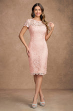 Sheath/Column Sweetheart Knee-Length Cap Sleeve Lace Mother of the Bride Dress