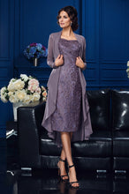 Two Piece Sheath/Column Sweetheart Knee Length Lace Mother of the Bride Dress