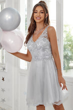 V Neck Beaded Lace Tulle Short Prom Dress
