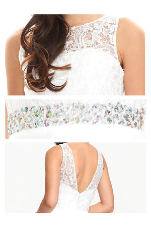 Lace and Chiffon A-Line Wedding Dress with Illusion Neckline
