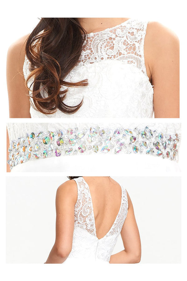 Lace and Chiffon A-Line Wedding Dress with Illusion Neckline