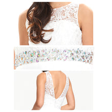 Long Scoop Neck A-line Sleeveless Lace Appliques Chiffon Prom Dress