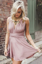 A-Line Deep V-Neck Criss-Cross Straps Short Stretch Convertible Homecoming Dresses