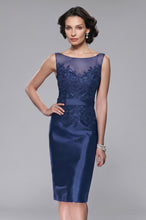 Sheath/Column Sccop Neckline Sleeveless Satin Knee Length Mother Dress With Lace Top