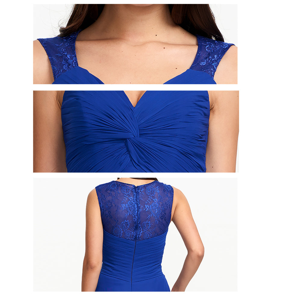 Twist-Front Chiffon A-Line Bridesmaid Dress with Lace Back