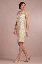 Sheath/Column Cap sleeves Knee-length Lace Appliques Mother Of The Bride Dresses