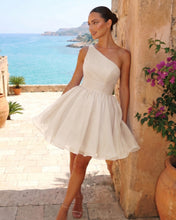A-line One Shoulder Organza Homecoming Dresses With Bow