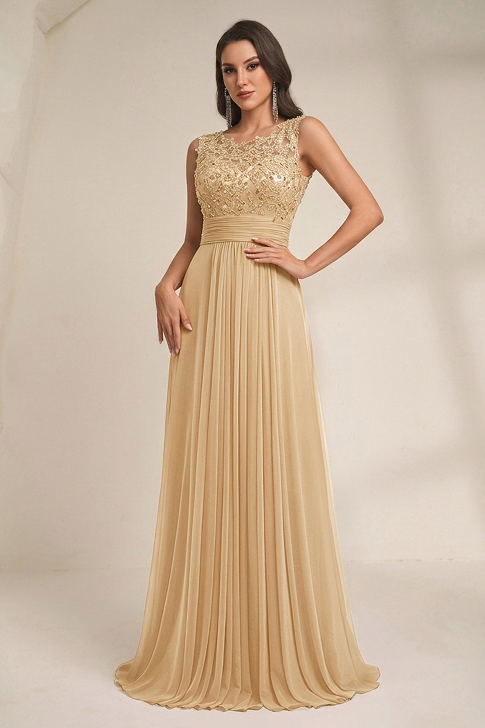 Tulle A-Line Evening Dress with Floral Illusion Bodice