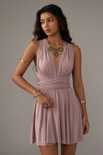 A-Line Deep V-Neck Criss-Cross Straps Short Stretch Convertible Homecoming Dresses