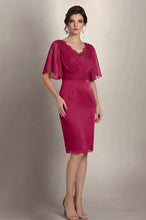 Sheath/Column V-neck Knee-Length Chiffon Glamorous Mother of the Bride Dress