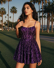 Grape A-line Sequins Homecoming & Cocktail Dresses