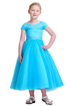 Round Neckline Knee-Length Tulle Floral embroidery Flower Girl Dresses