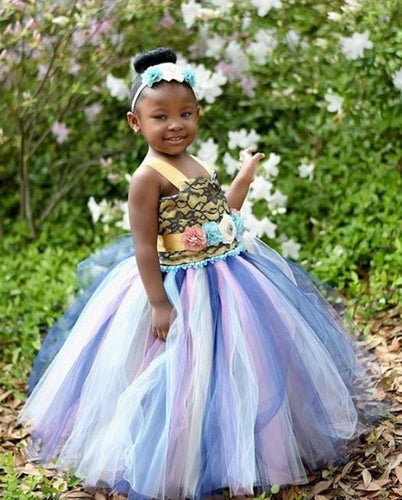 Square Neck Sleeveless Tulle Flower Girl Dresses