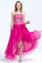 Princess Strapless High-Low Organza Prom Dresses with Sequin