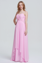 Sweetheart Neck Spaghetti Straps Chiffon Blush Pink Prom Dresses