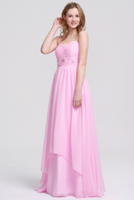 Sweetheart Neck Spaghetti Straps Chiffon Blush Pink Prom Dresses