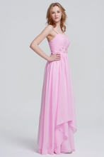Sweetheart Neck Spaghetti Straps Chiffon Blush Pink Prom Dresses